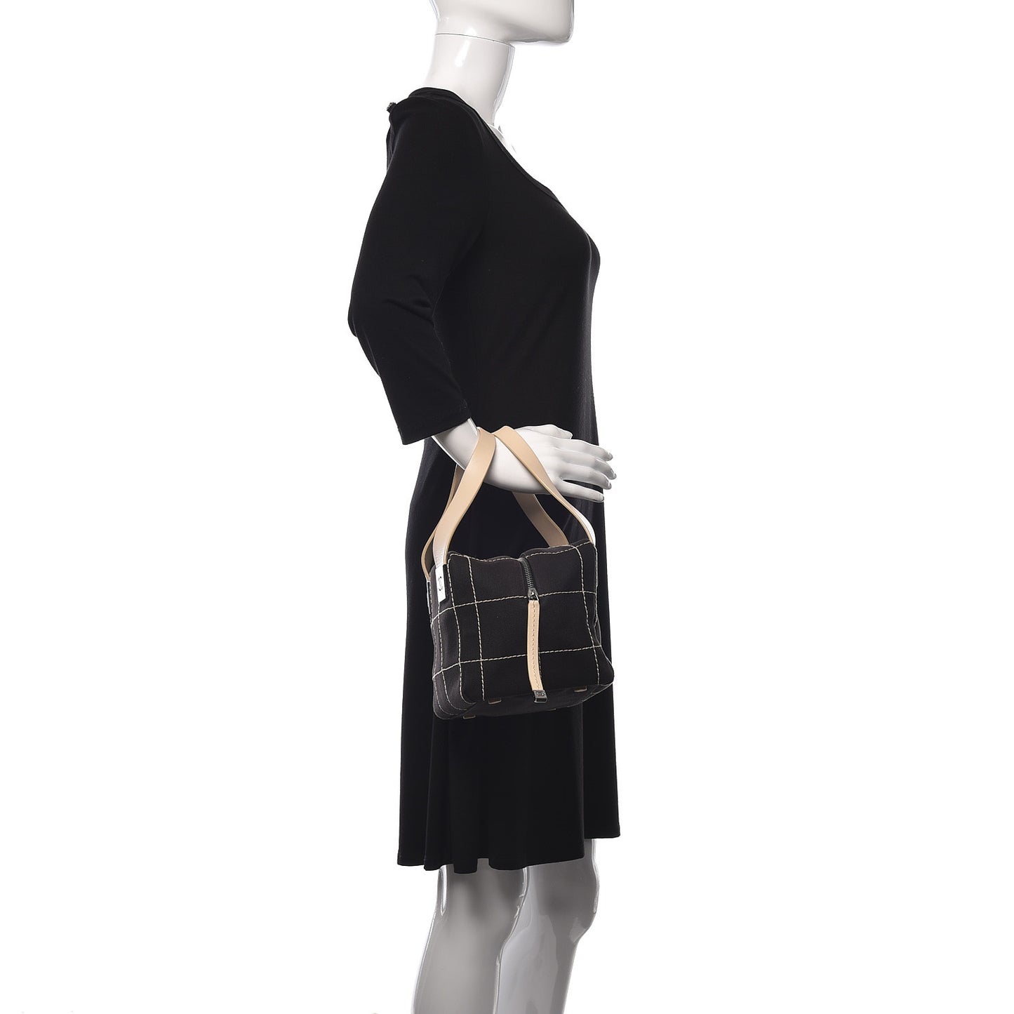 Canvas Square Stitched CC Tote Bag Black