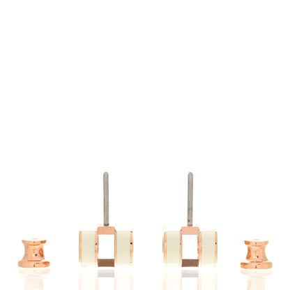 Hermes Rose Gold Lacquered Mini Pop H Earrings White 3 of 6