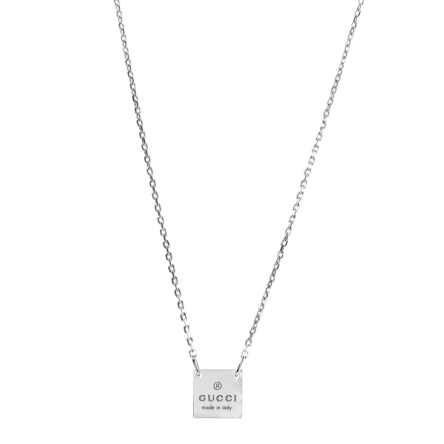 Gucci Sterling Silver Logo Square Tag Necklace 1 of 7