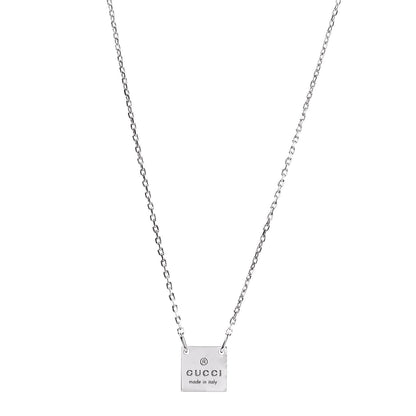 Gucci Sterling Silver Logo Square Tag Necklace 1 of 7