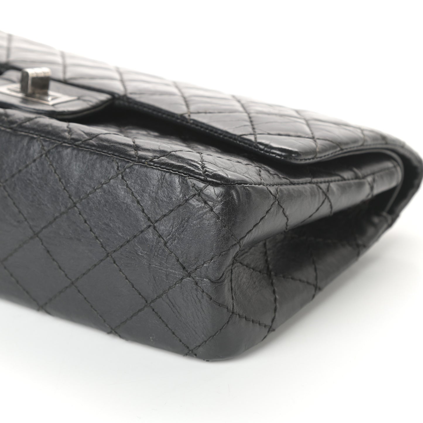 Aged Calfskin Quilted 2.55 Reissue 225 Flap Black