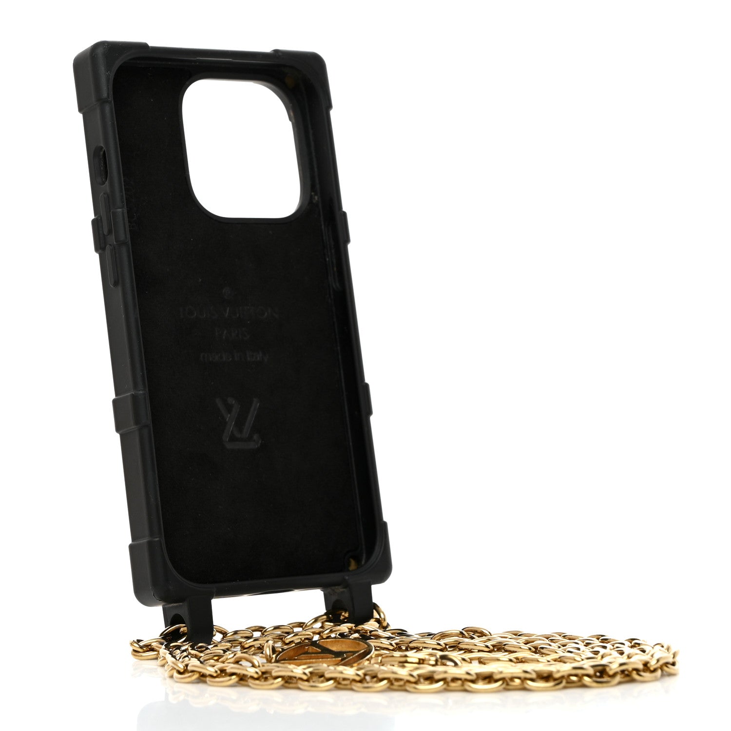 Louis Vuitton Rubber Monogram Trunk With Chain iPhone 14 Pro Case Black 3 of 7