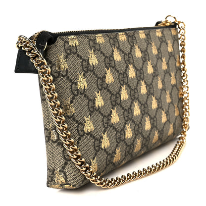 Gucci GG Supreme Monogram Bees Wrist Wallet Beige Black 3 of 10