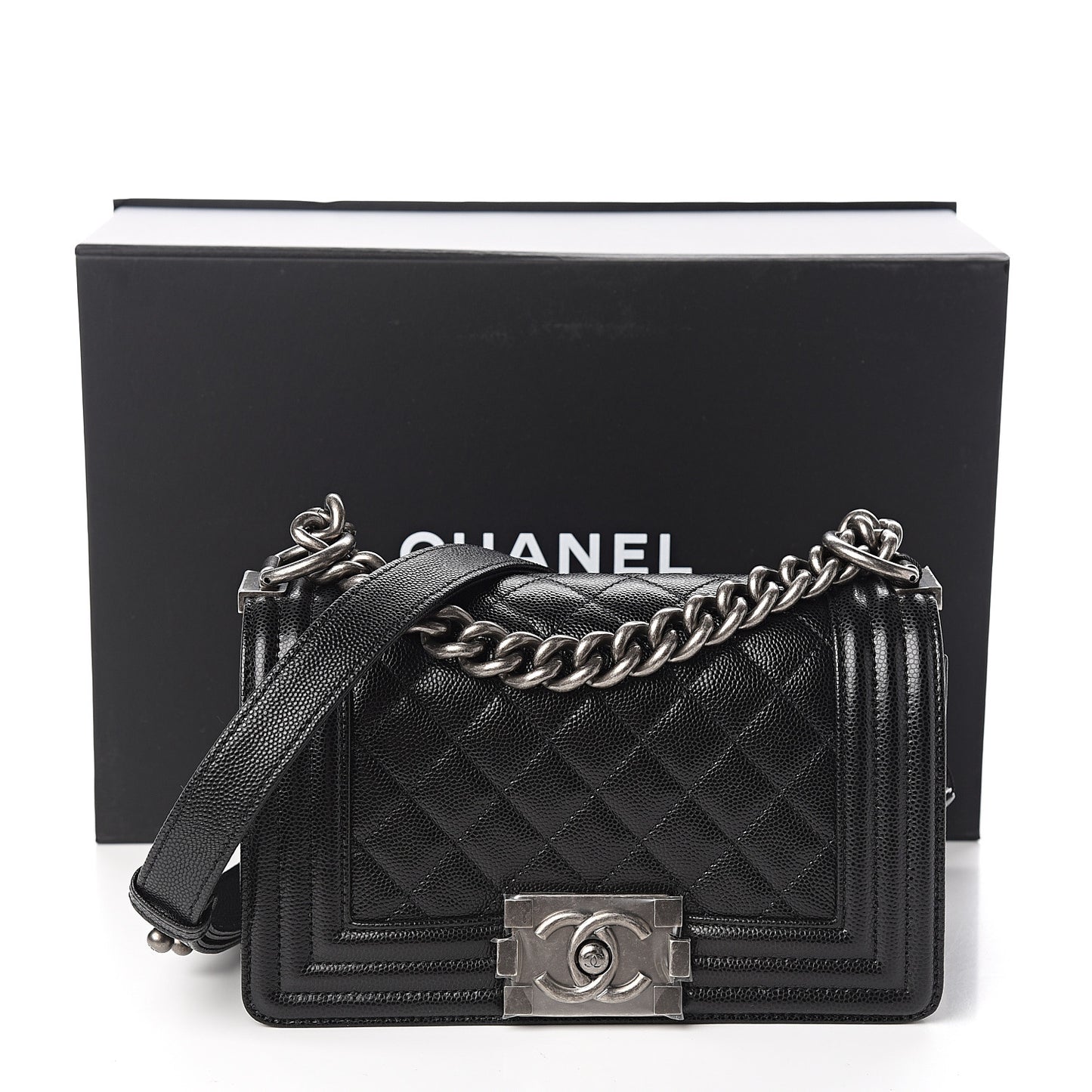 Caviar Quilted Small Boy Flap Black