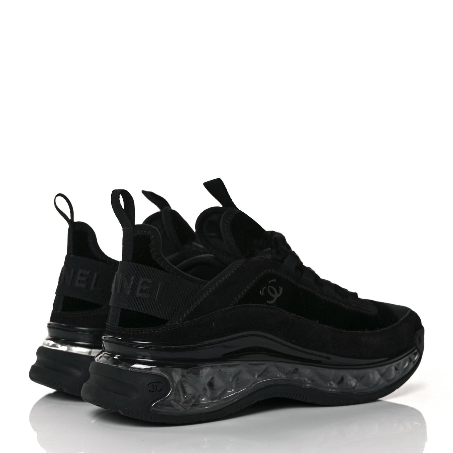 Suede Calfskin Velvet Grosgrain CC Sneakers 39 Black