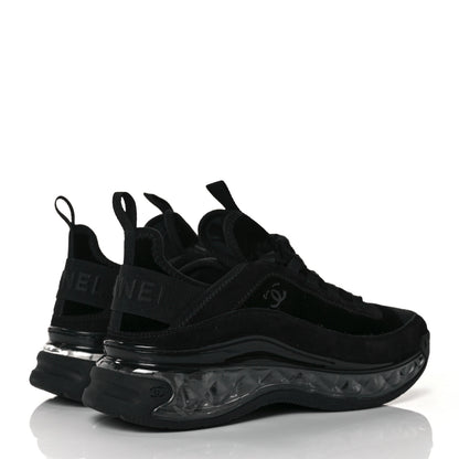 Chanel Suede Calfskin Velvet Grosgrain CC Sneakers 39 Black 4 of 9