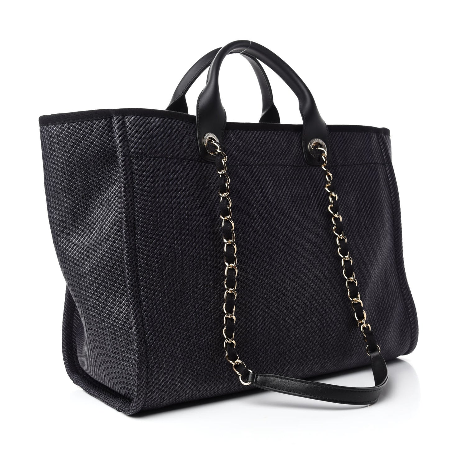 Mixed Fibers Calfskin Medium Deauville Tote Black