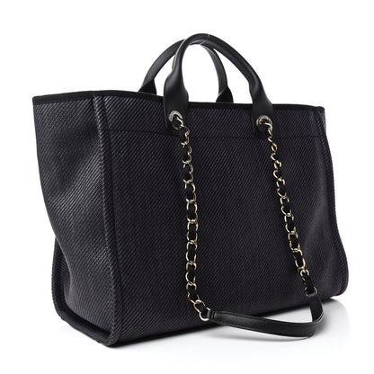 Chanel Mixed Fibers Calfskin Medium Deauville Tote Black 3 of 11