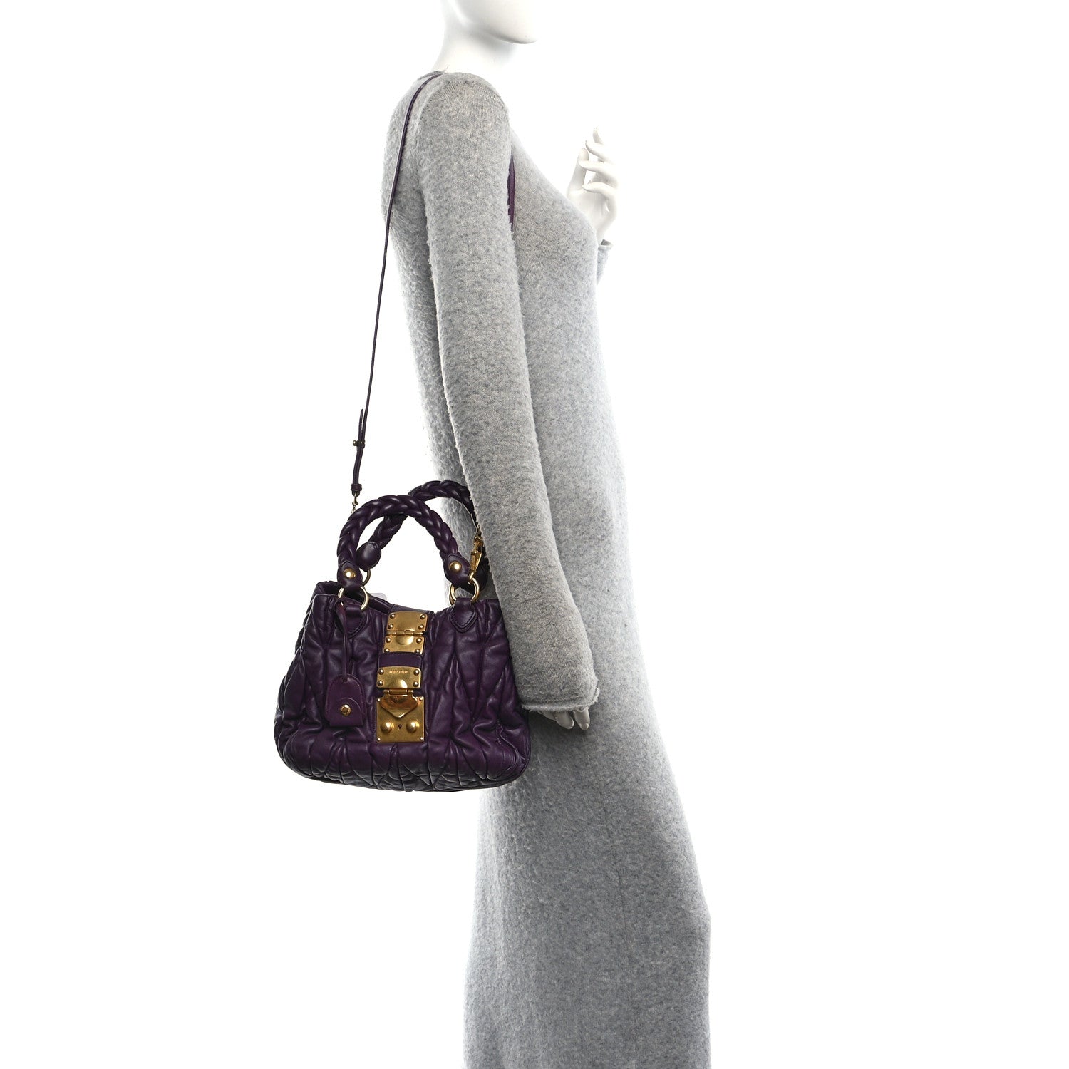 Miu Miu Nappa Matelasse Lux Coffer Bag Purple 2 of 9