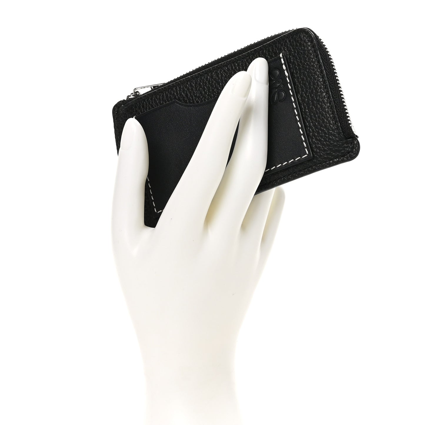 Soft Grained Calfskin Coin Card Holder Black