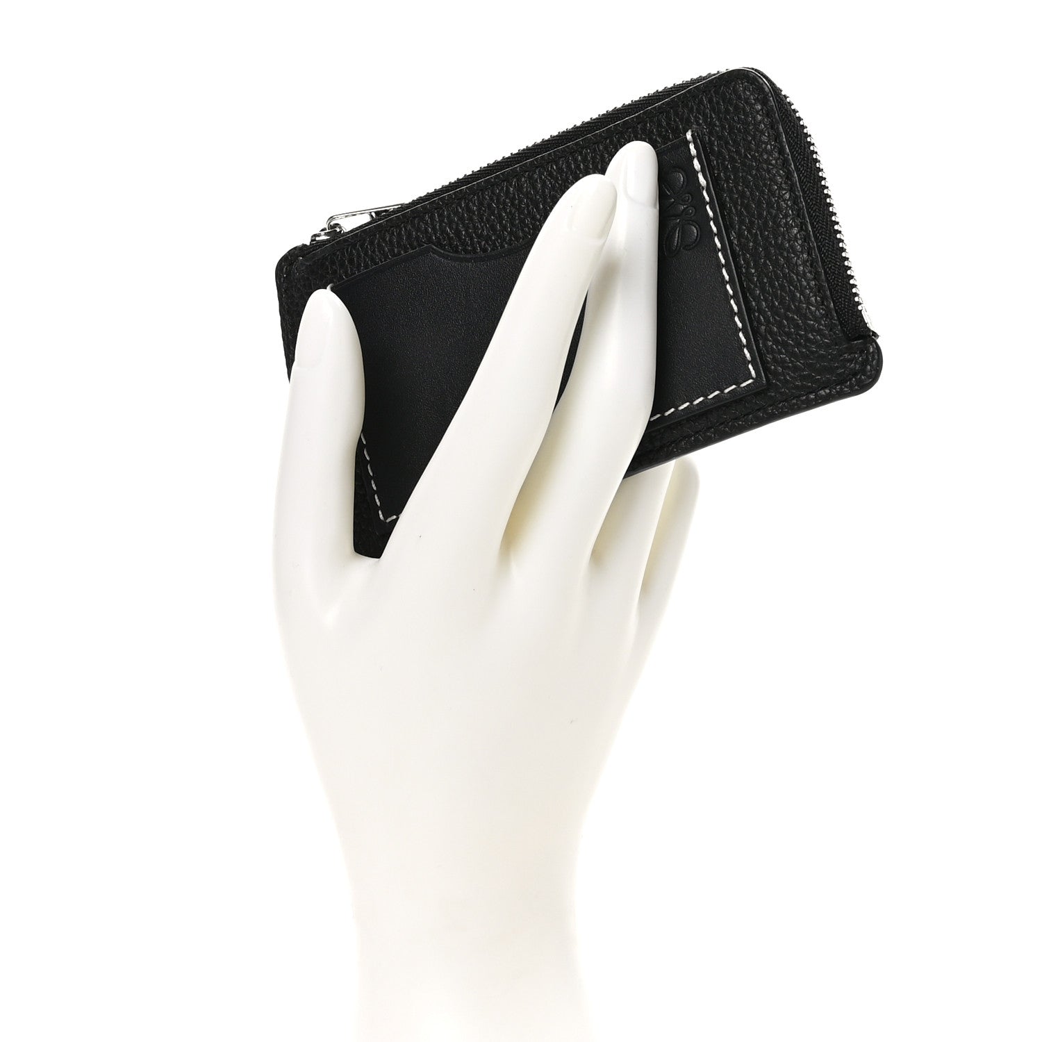 Loewe Soft Grained Calfskin Coin Card Holder Black 2 of 9
