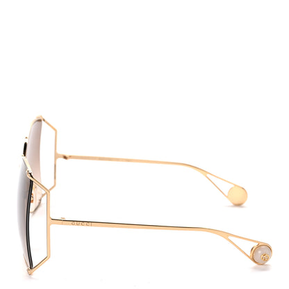 Gucci Oversized Round Sunglasses GG0252S Gold Brown 4 of 7