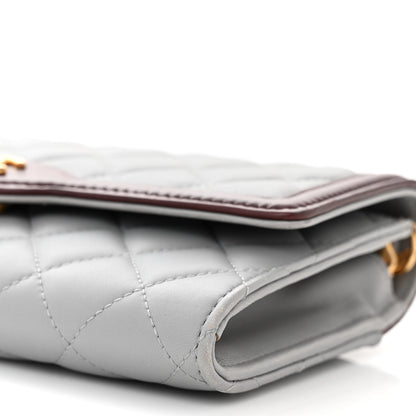 Chanel Lambskin Quilted Two Tone Clutch With Chain Grey Burgundy 11 of 12