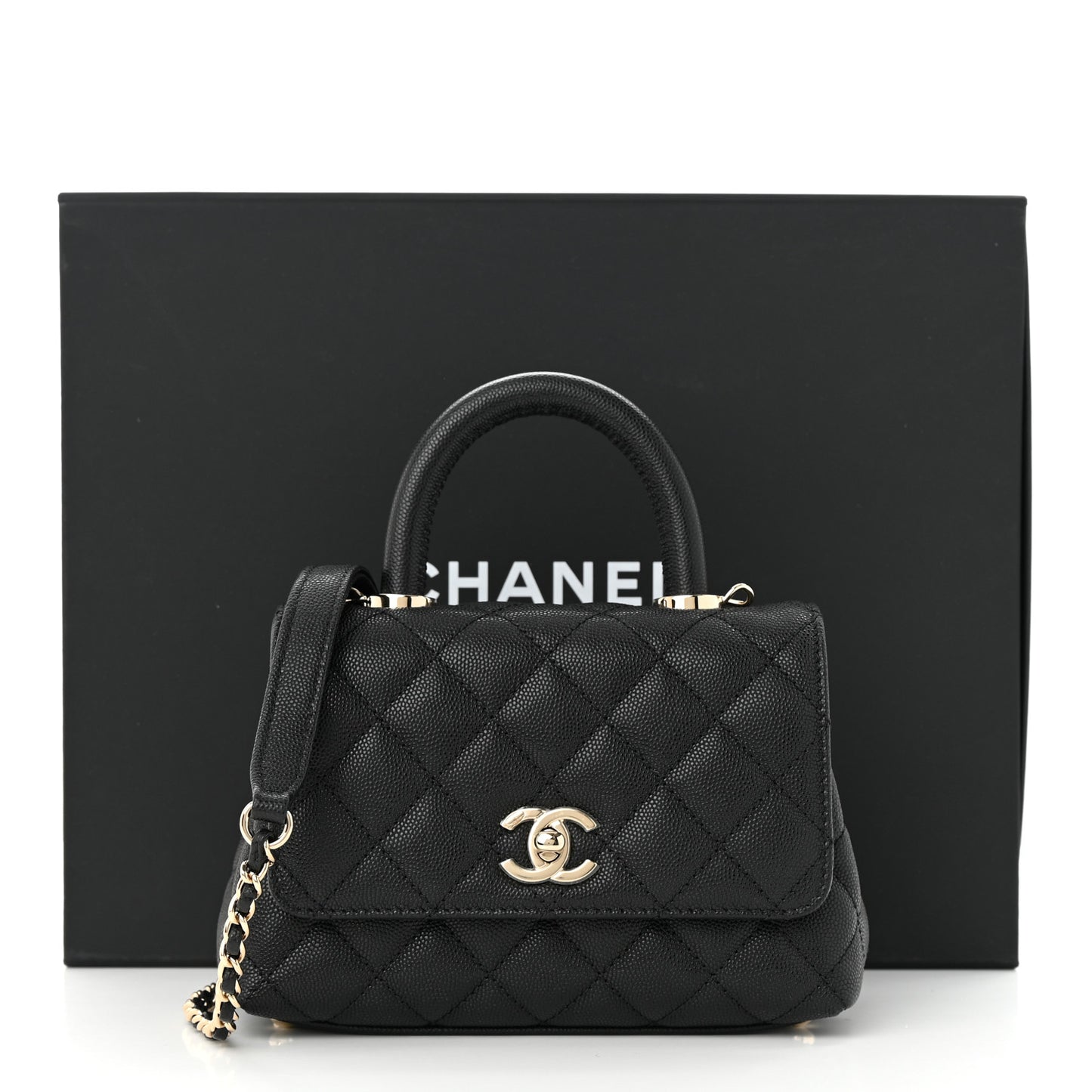 Caviar Quilted Extra Mini Coco Handle Flap Black
