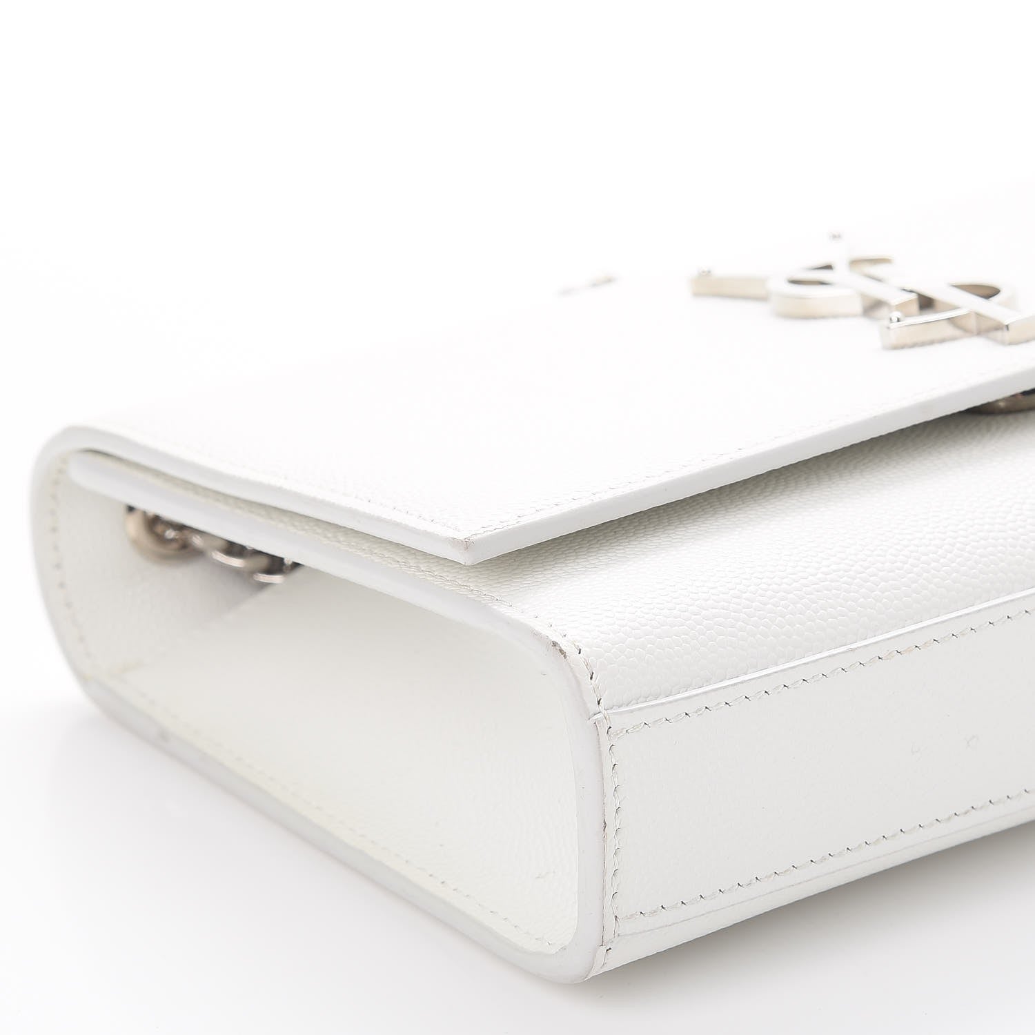 Saint Laurent Grain De Poudre Small Monogram Kate Satchel Optical White 10 of 11