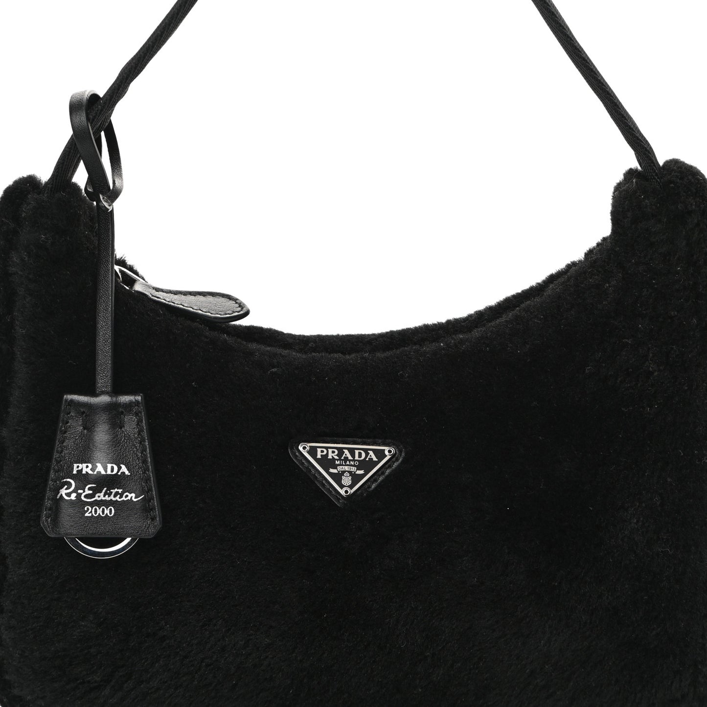 Shearling Mini Re-Edition 2000 Bag Black