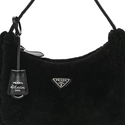 Prada Shearling Mini Re-Edition 2000 Bag Black 7 of 10