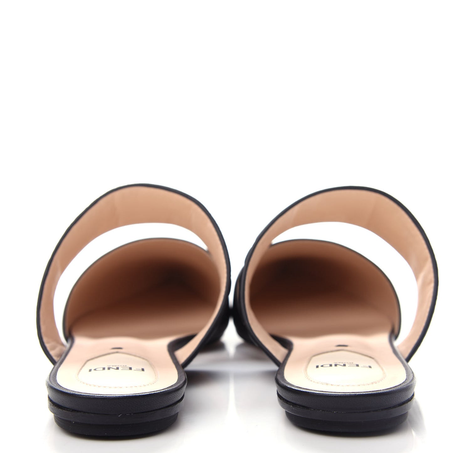 Vitello FF Embossed Buckle Flat Mules 37 Maya Black