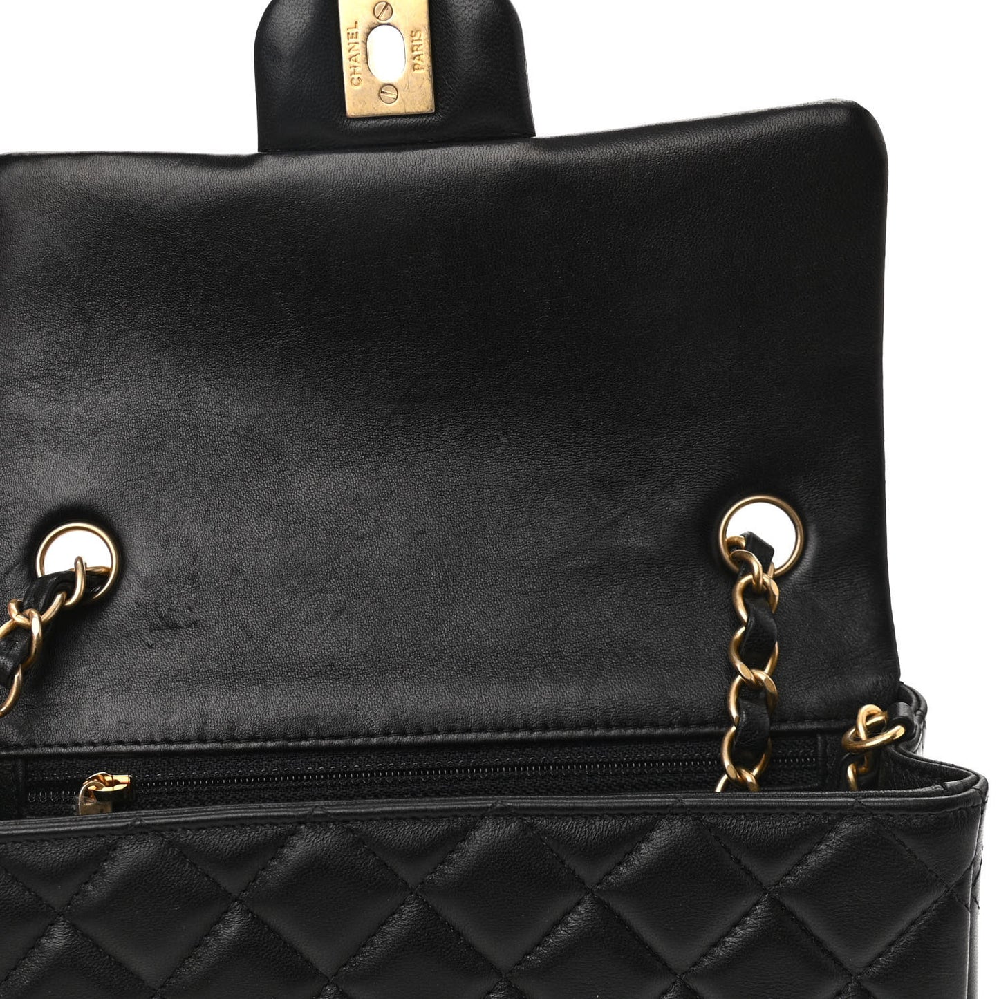 Lambskin Quilted Mini Rectangular Flap Black