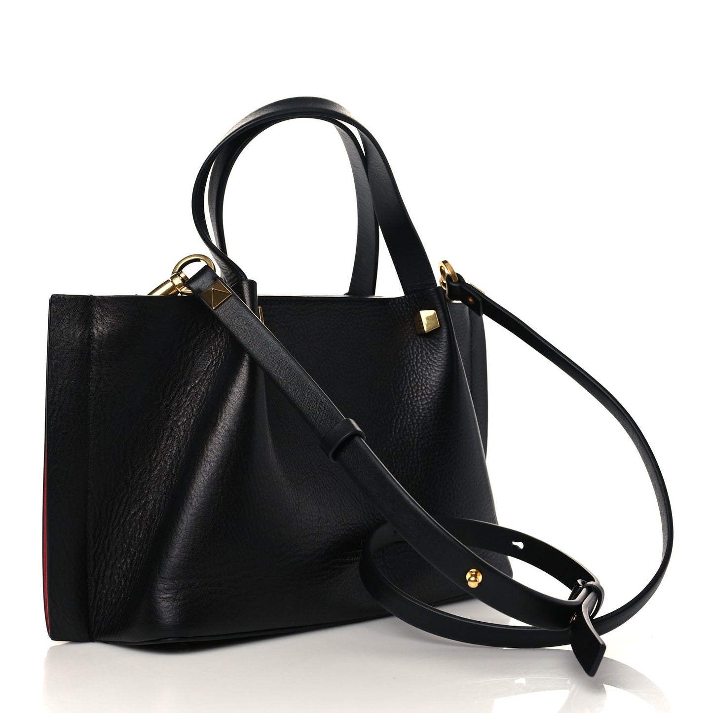 Grainy Calfskin Small VLogo Escape Shopper Black