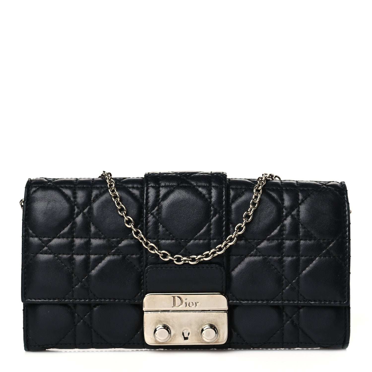 Christian Dior Lambskin Cannage Miss Dior Chain Wallet Black 1 of 14