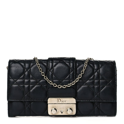 Christian Dior Lambskin Cannage Miss Dior Chain Wallet Black 1 of 14