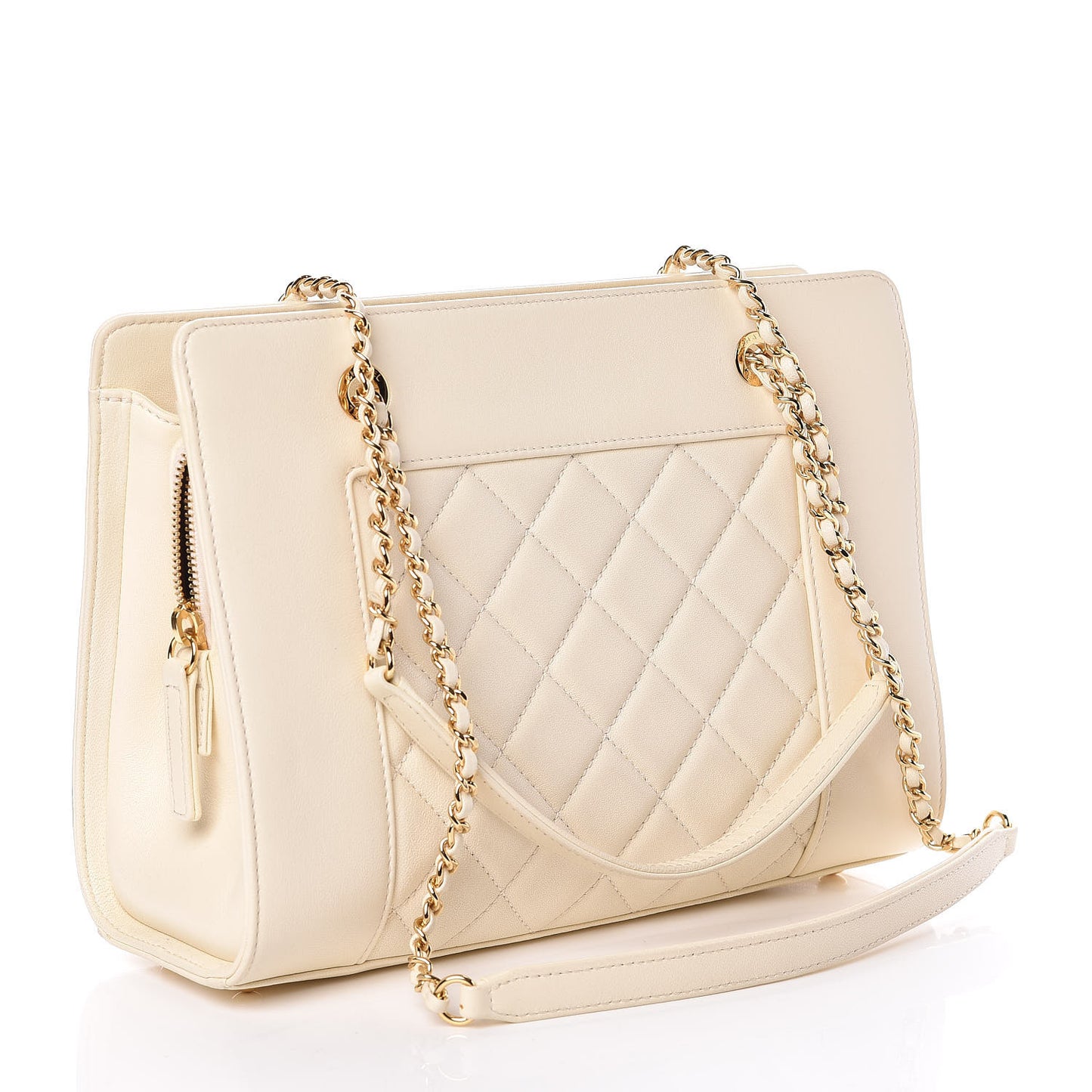 Sheepskin Quilted Mademoiselle Vintage Shopping Tote White