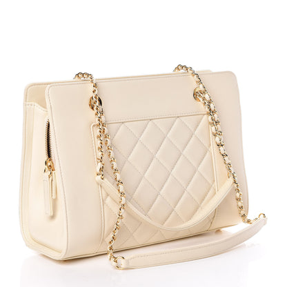 Chanel Sheepskin Quilted Mademoiselle Vintage Shopping Tote White 3 of 11