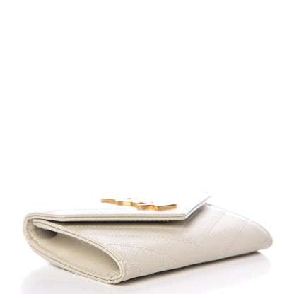 Saint Laurent Grain De Poudre Matelasse Chevron Small Monogram Envelope Wallet Crema Soft 4 of 11