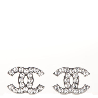Chanel Crystal Timeless CC Earrings Silver 1 of 4