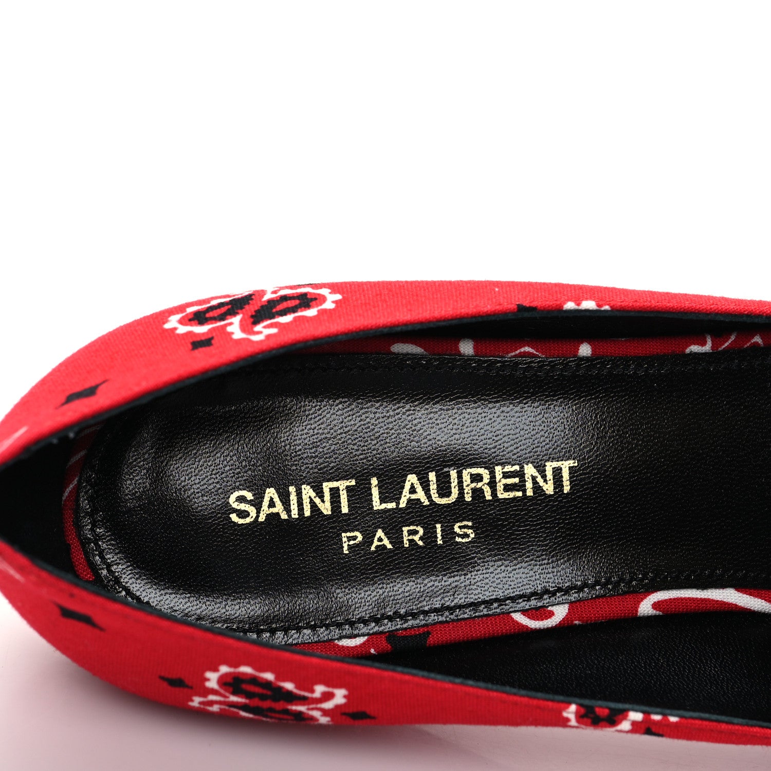 Saint Laurent Bandana Charlotte Kitten Heel Pumps 39 Red 7 of 8