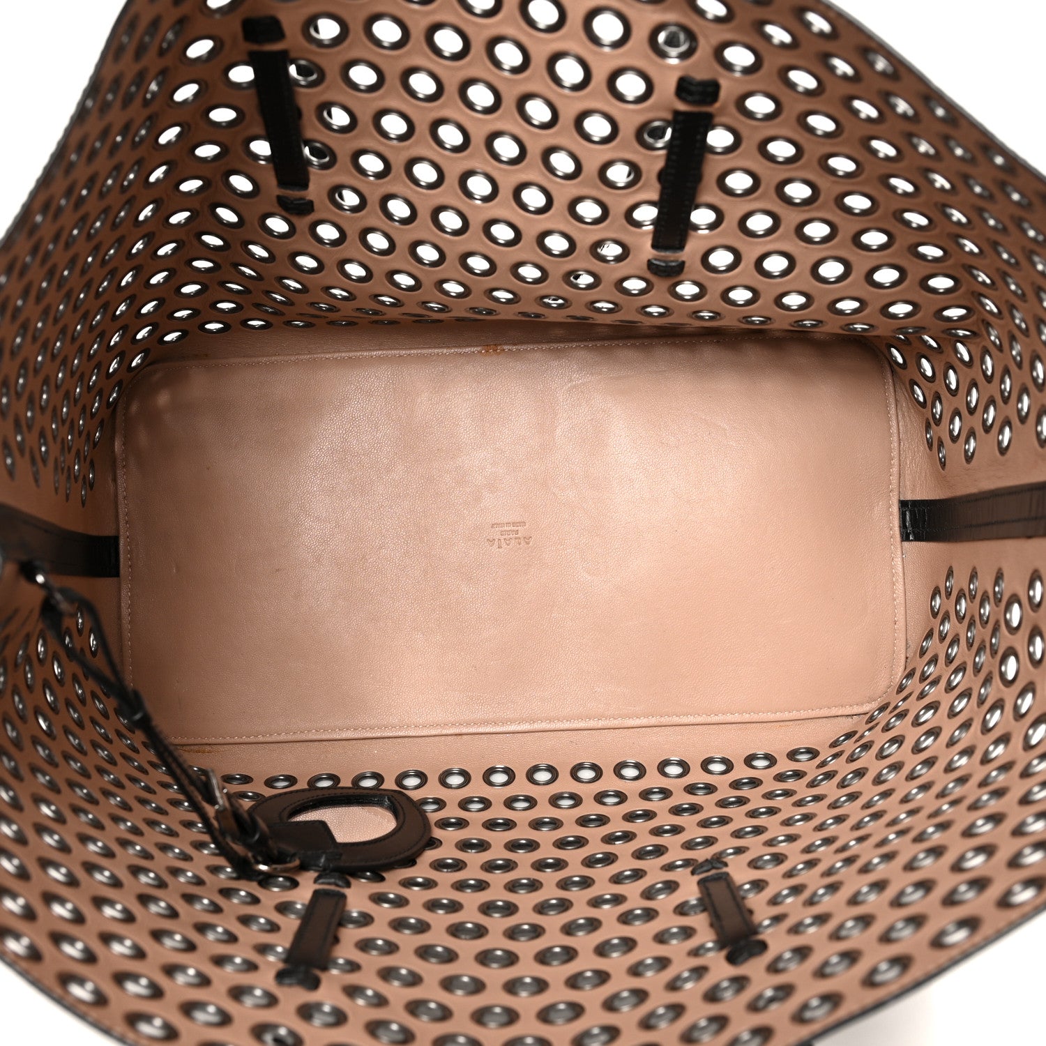 Alaia Calfskin Grommet Tote Black 6 of 9