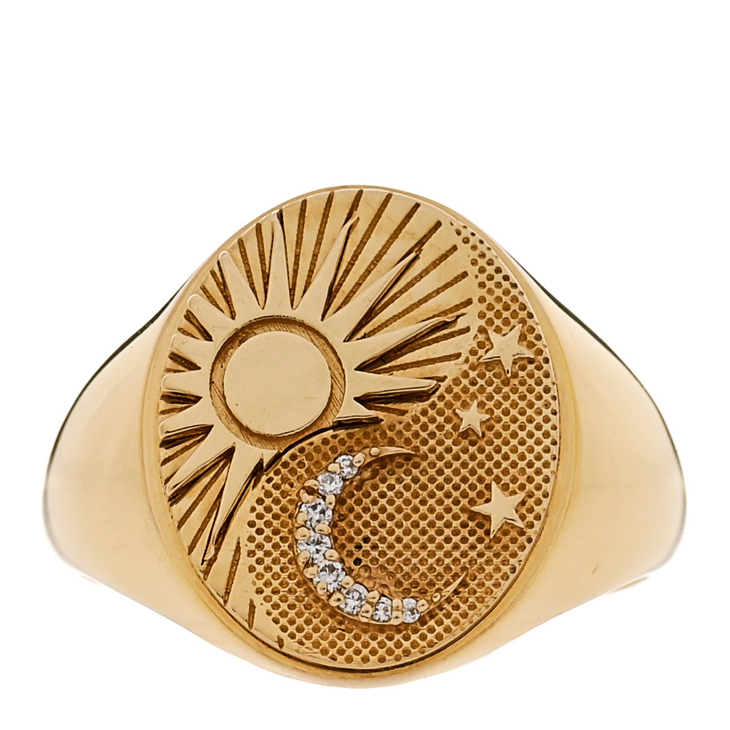 Foundrae 18K Yellow Gold Diamond Balance Classic Signet Ring 55 7.25 1 of 5