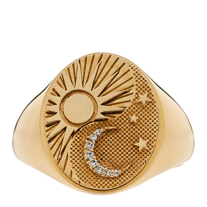 Foundrae 18K Yellow Gold Diamond Balance Classic Signet Ring 55 7.25 1 of 5