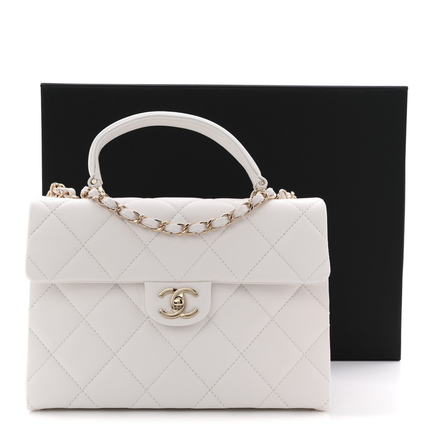 Chanel Caviar Quilted Medium Retro Twist Top Handle Flap White 11 of 11
