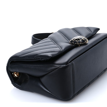 Bulgari Calfskin Matelasse Small Serpenti Cabochon Shoulder Bag Black 9 of 10