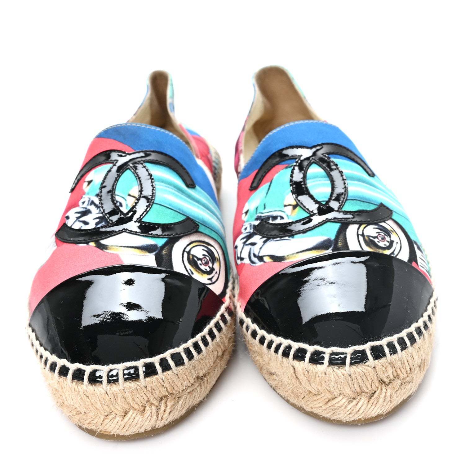 Chanel Fabric Patent CC Espadrilles 40 Multicolor Black 3 of 9