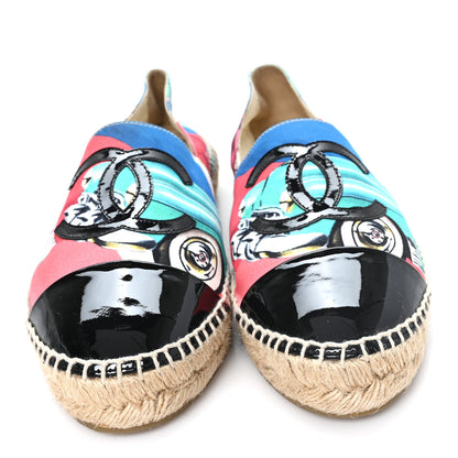 Chanel Fabric Patent CC Espadrilles 40 Multicolor Black 3 of 9