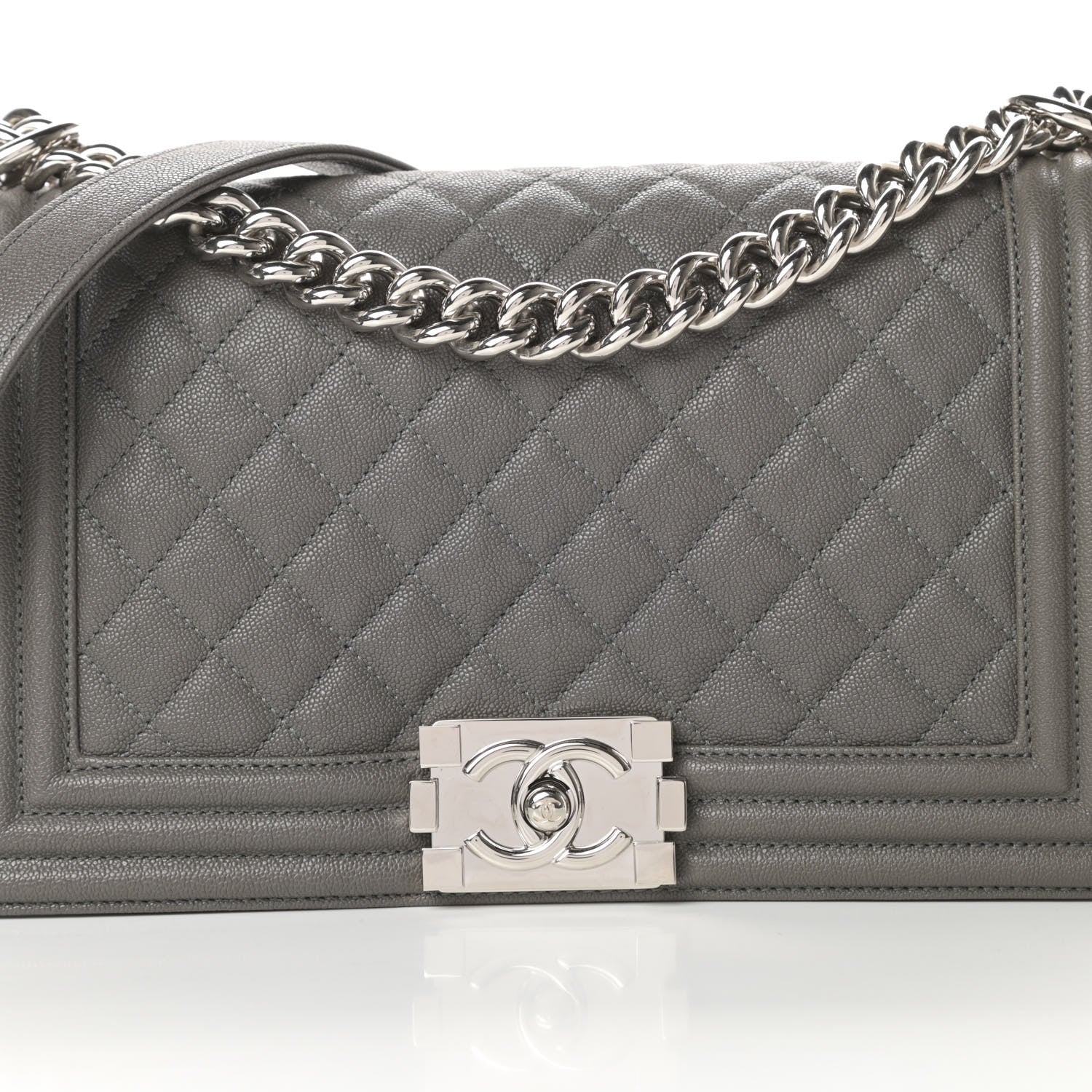 Chanel Caviar Quilted Medium Boy Flap Grey 8 of 11