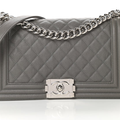 Chanel Caviar Quilted Medium Boy Flap Grey 8 of 11