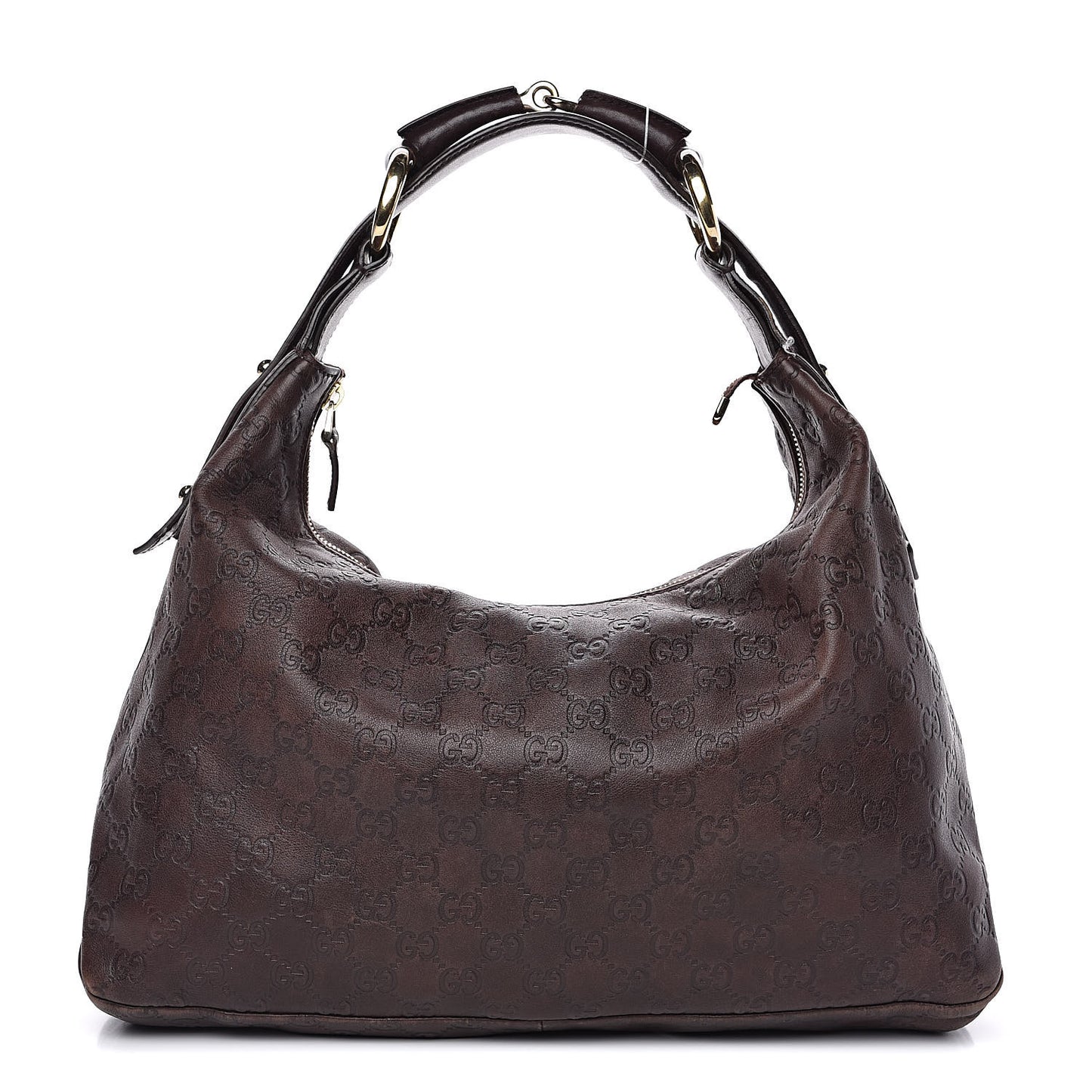 Guccissima Medium Horsebit Chain Hobo Dark Brown