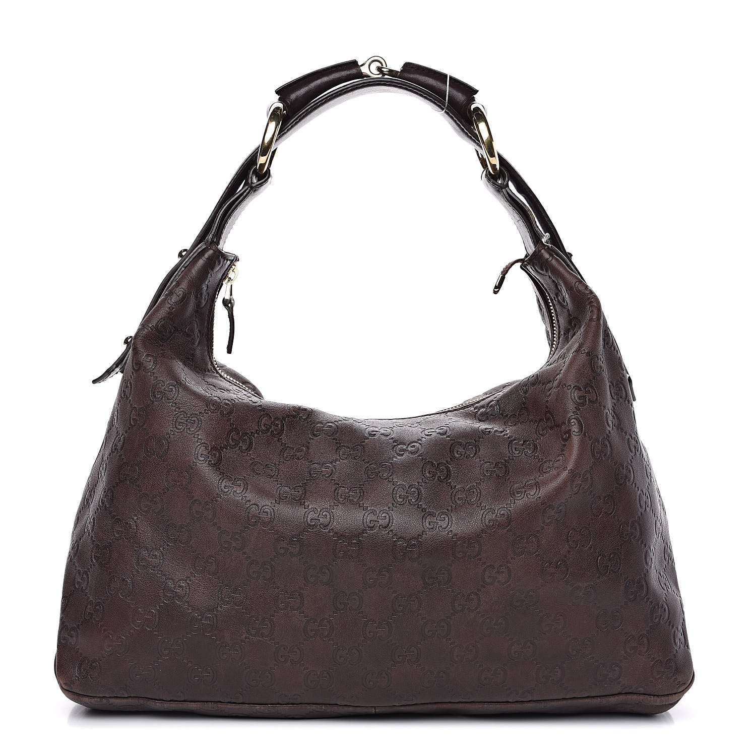 Gucci Guccissima Medium Horsebit Chain Hobo Dark Brown 1 of 15