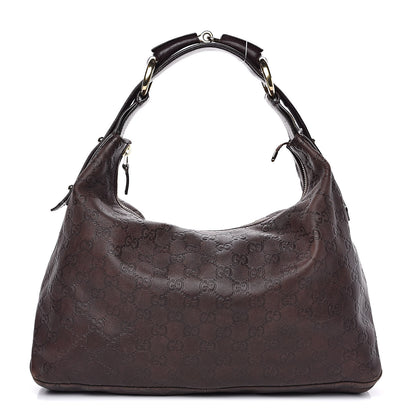 Gucci Guccissima Medium Horsebit Chain Hobo Dark Brown 1 of 15