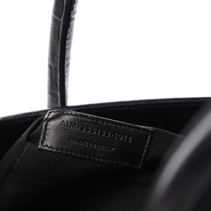 Saint Laurent Calfskin Crocodile Embossed Small Sac De Jour Black 11 of 12