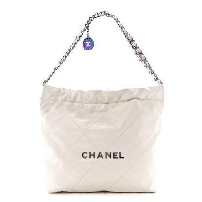 Chanel Shiny Calfskin Quilted Small Rainbow Chanel 22 White 1 of 13