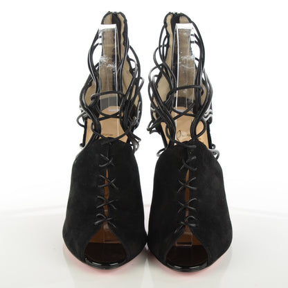 Christian Louboutin Suede Kid Confusina 100 Peep Toe Pumps 36.5 Black 2 of 8