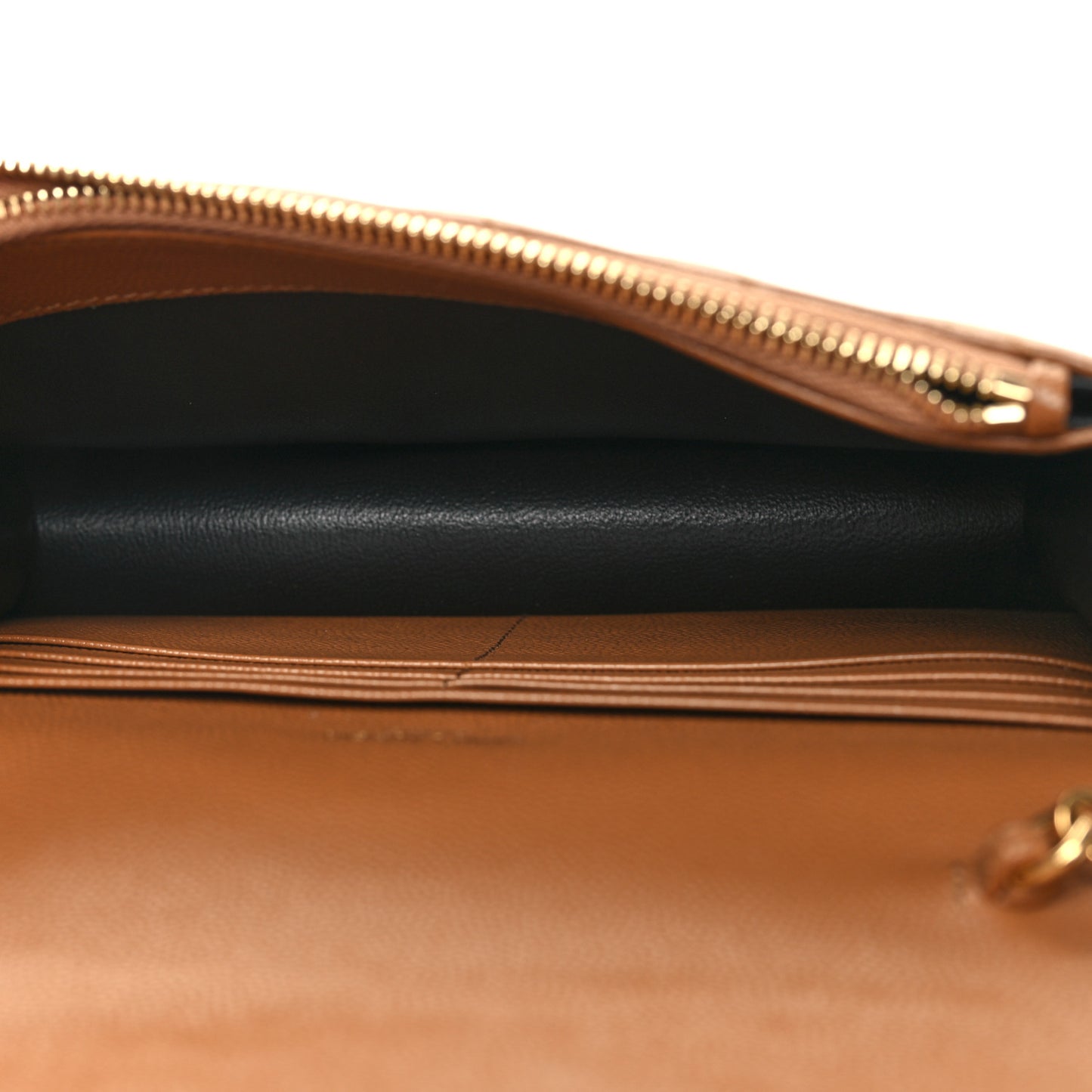 Grain De Poudre Matelasse Chevron Monogram Envelope Chain Wallet Natural Dark