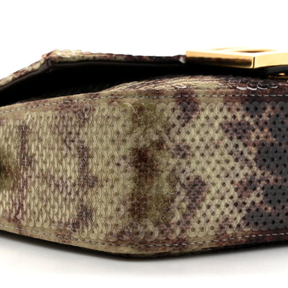 Fendi Sequin Paillettes Vitello Grace Karung Effect FF Mini Baguette Ginepro 10 of 11