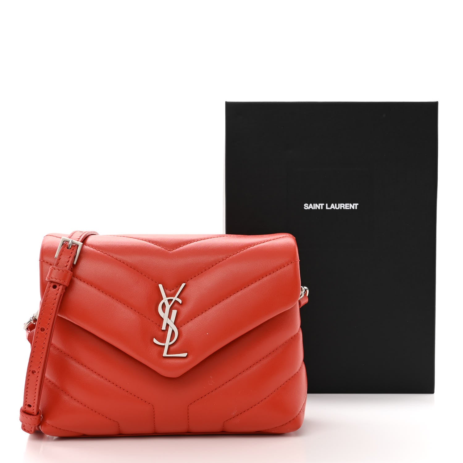 Saint Laurent Calfskin Y Quilted Monogram Toy Loulou Crossbody Bag Coral 14 of 14