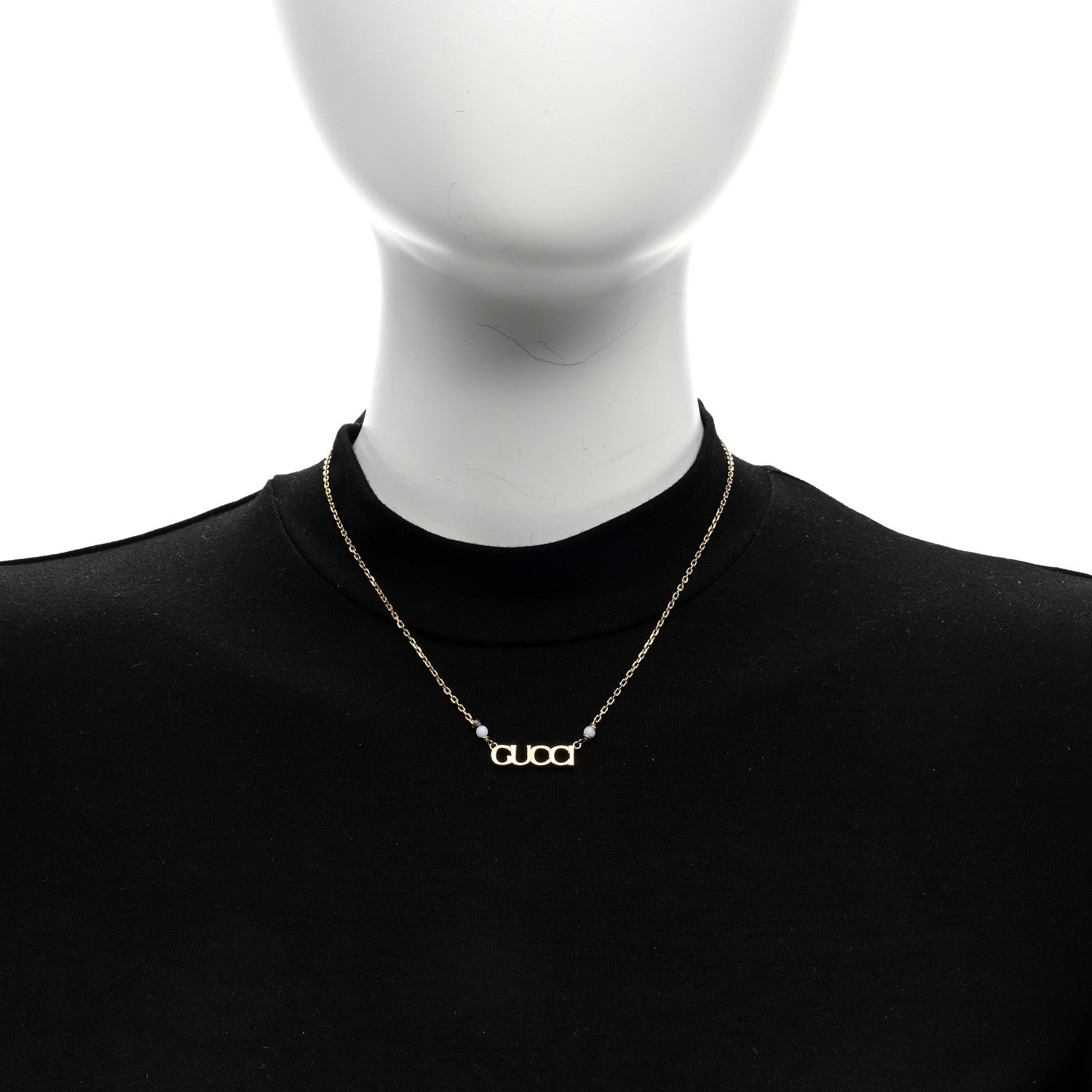 Gucci Metal Glass Pearl GUCCI Letter Necklace Gold 4 of 4